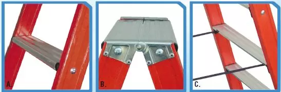 Particolari Scala doppia VSP/2 a due salite in fibra di vetro con isolamento elettrico